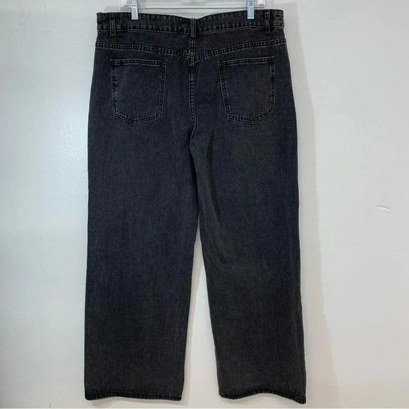 Forever 21 Black Wide Leg Jeans Woman High Rise 31  Pockets Goth Boho Western - Picture 11 of 11